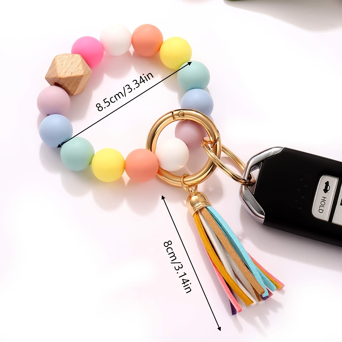 Key Ring Bracelet Wristlet Keychain Silicone Beaded House Car Keys