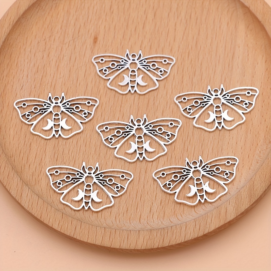 

15pcs Silver Plated Moon Butterfly Charms Diy Hollow Butterfly Pendants For Diy Jewelry Making Handmade Necklace Earrings Accessories