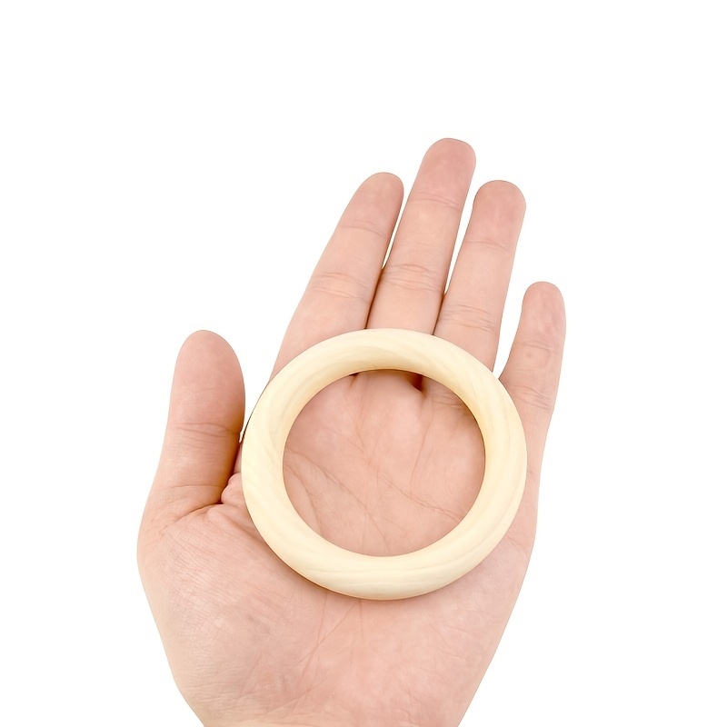 90 Pcs Wooden Rings, Natural Wooden Rings for Craft, Smooth