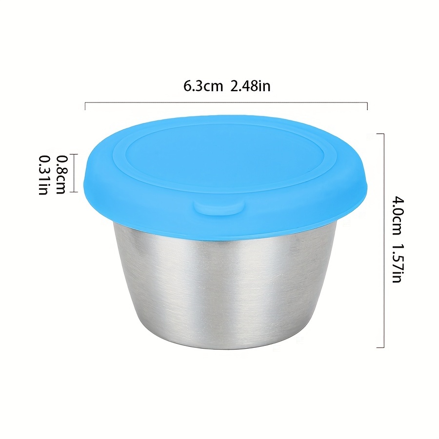 1pc Stainless Steel Sauce Cup, Salad Dressing Cup, Airtight And Leakproof  Mini Silicone Lid, Easy Open Reusable, Seasoning Dish For Salad Tomato Sauce