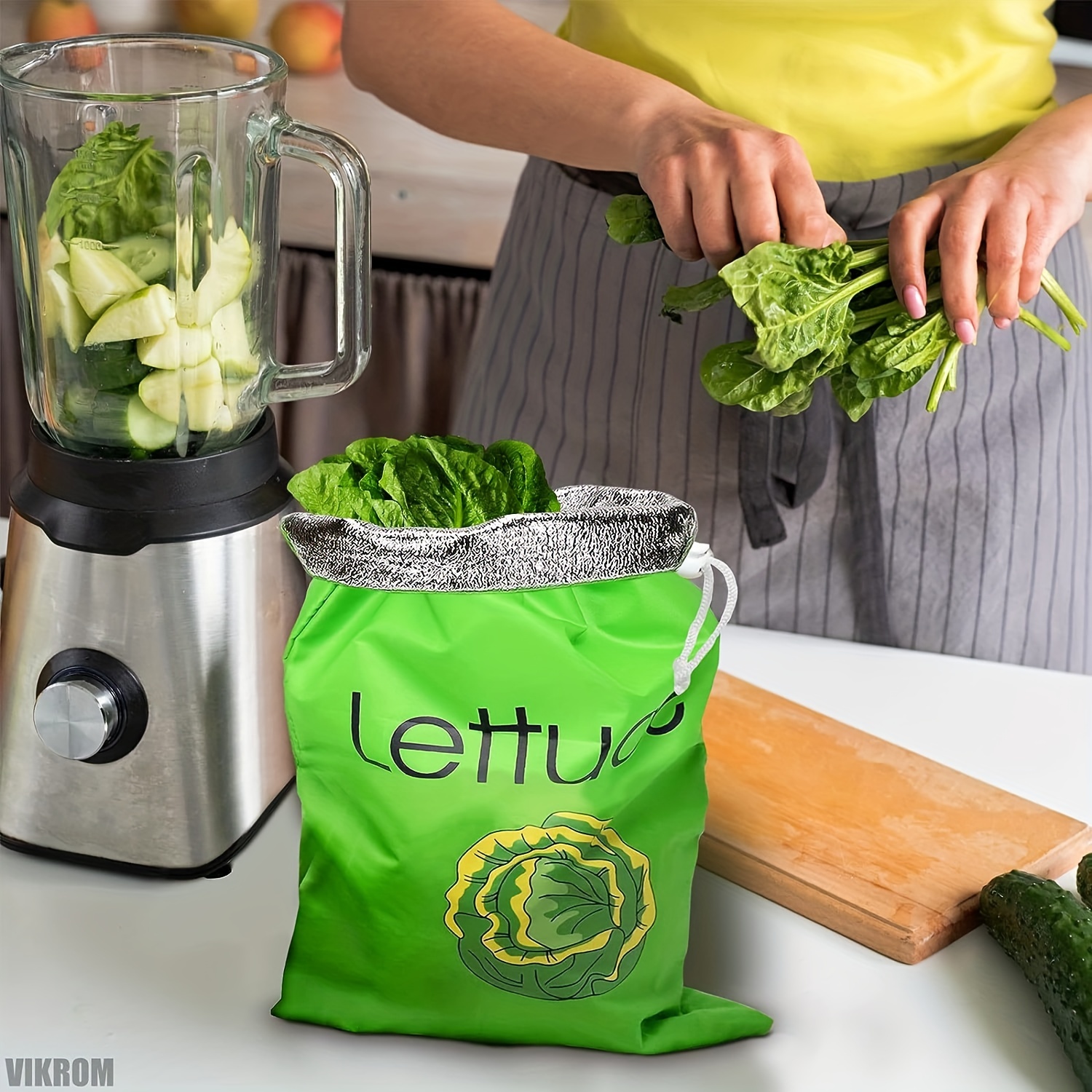 Reusable Vegetable Produce Bags Salad Sack - Keep It Fresh Produce Bags for  Refrigerator Bags Fruit Bags Lettuce Storage Bag - Lettuce Keeper for