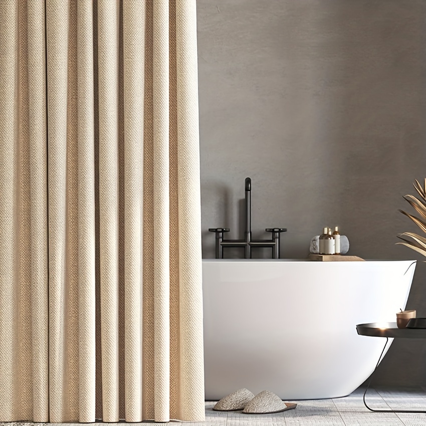  Cortina de ducha impermeable de tela de poliéster con ganchos,  cortinas de ducha modernas geométricas de espiga blanca y dorada para baño,  duchas, puestos y bañeras, 72 x 72 pulgadas 