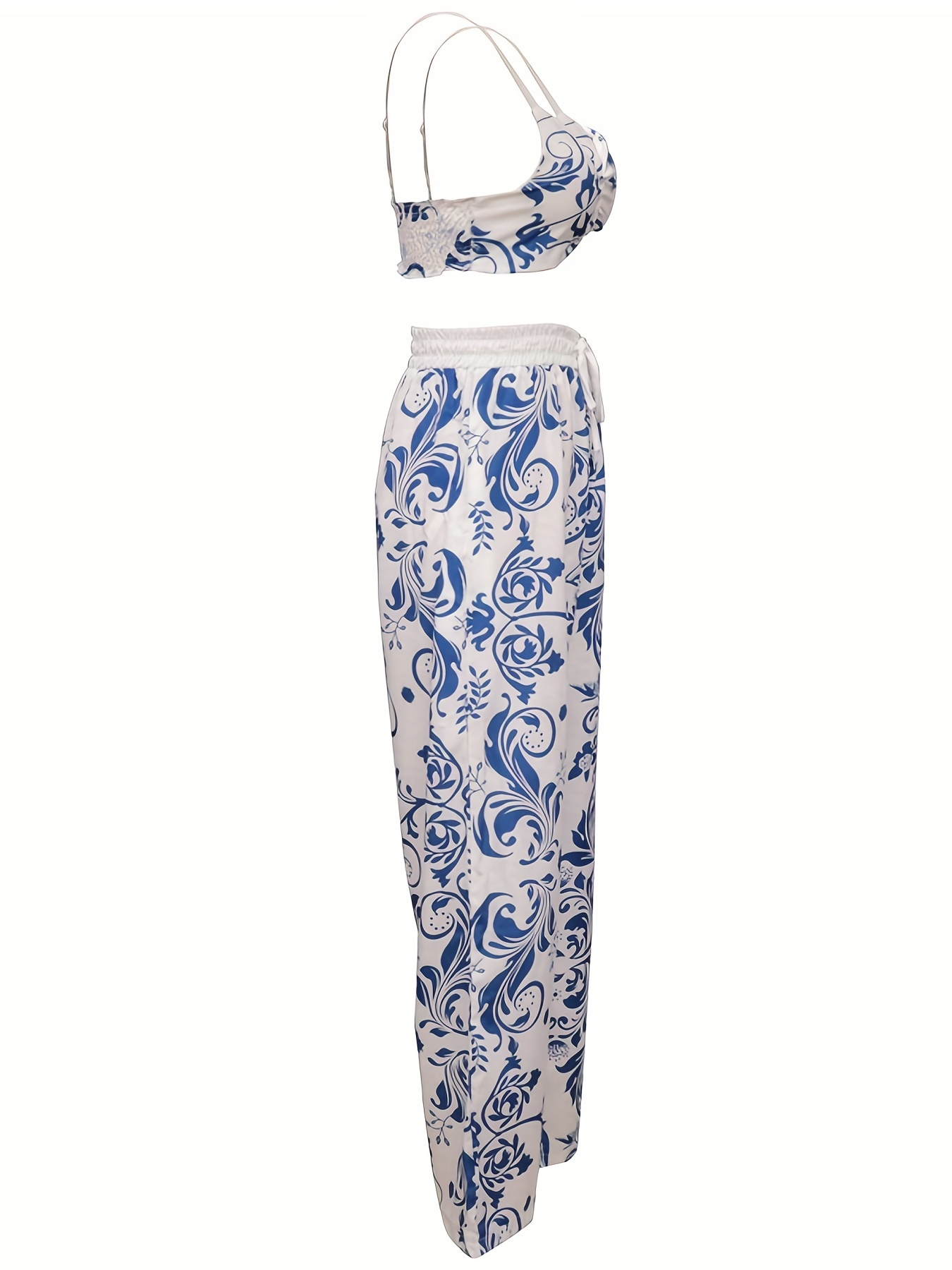 Floral Printed Bra Tops & Long Pants Suits Women's Night Out