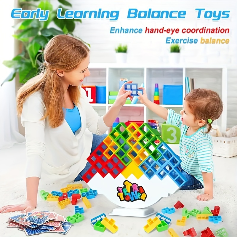 Children's Rocking And Stacking High Tetris Building Block Puzzle Toy  Interactive Balance Tabletop Game