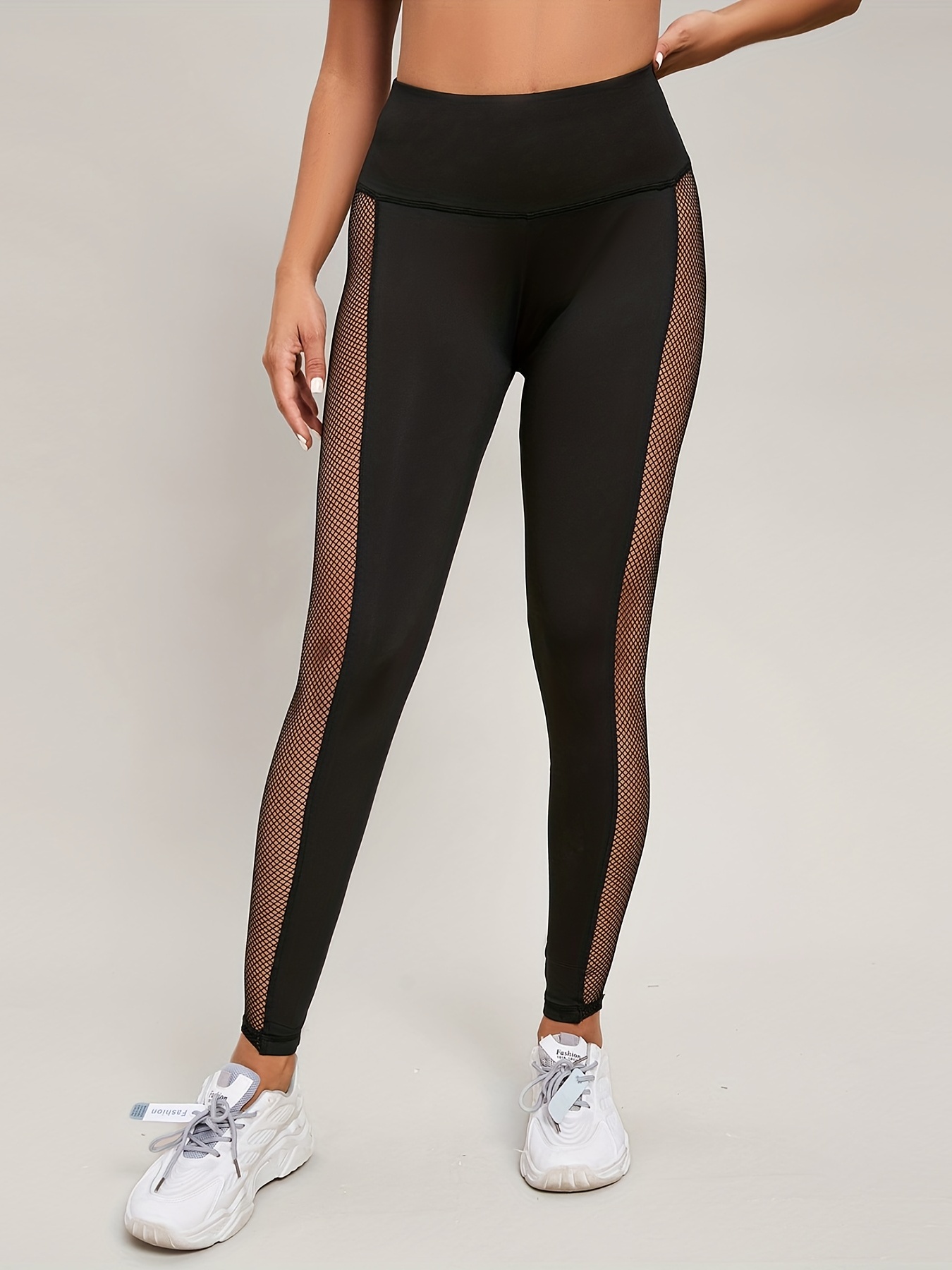 High Stretch Breathable Sports Tights Sexy Mesh Stitching - Temu