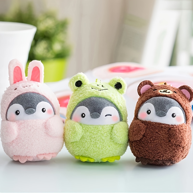 Temu Penguin Plush Doll, Stuffed Toys, Cute Cartoon Animal Plush Toy, Plush Keychain, Key Ring, Bag Pendant, Birthday Gifts,Plushy,Ice Cream,Bear,Bears
