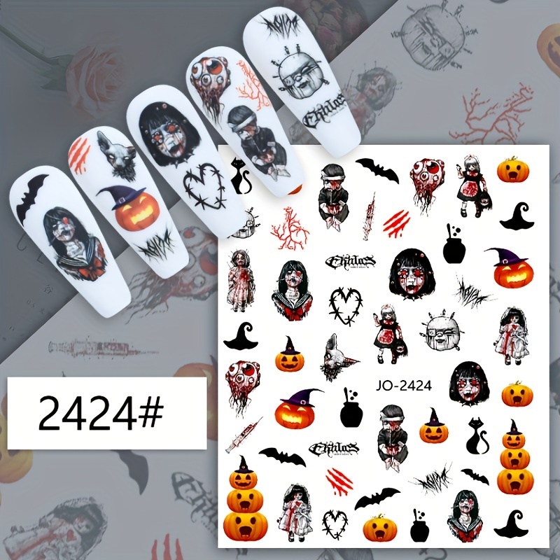 Halloween Nail Art Stickers - Ghost Pumpkin Cat Patterns
