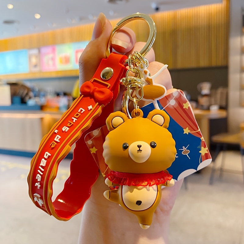 2 Pcs Cute Brown Bear Cony Bunny Key Chains Couple Key Ring Bag