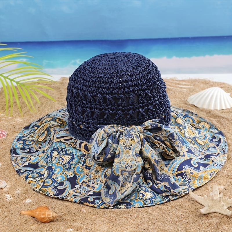 Boho Hat, Sun Hat, Beach Hat, Shade Visor Beige Straw Cap