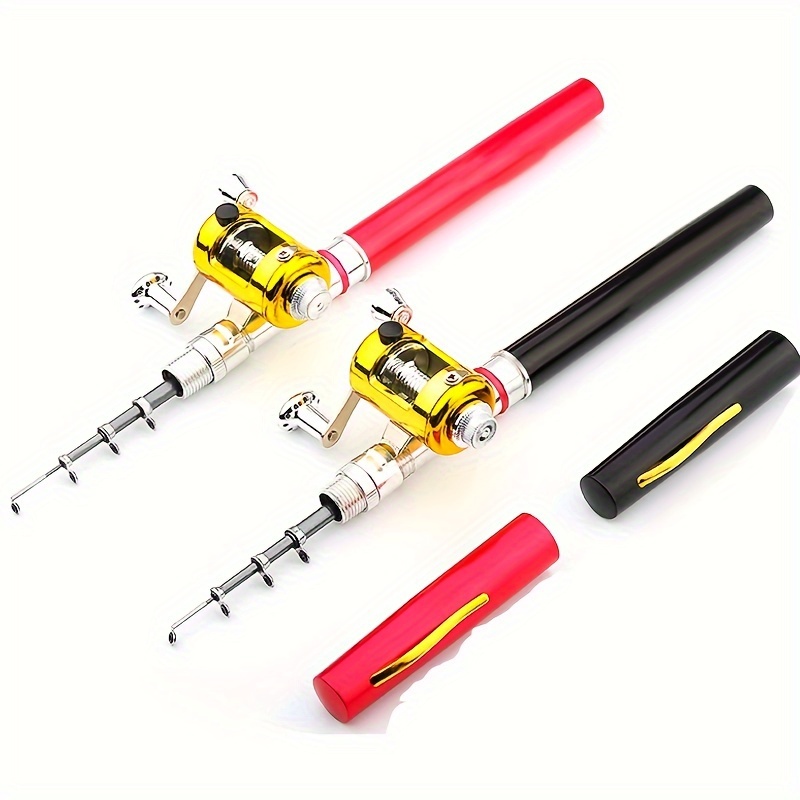 Portable Pocket Telescopic Mini Fishing Pole Pen Shape Folded Fishing Rod  with Reel Wheel