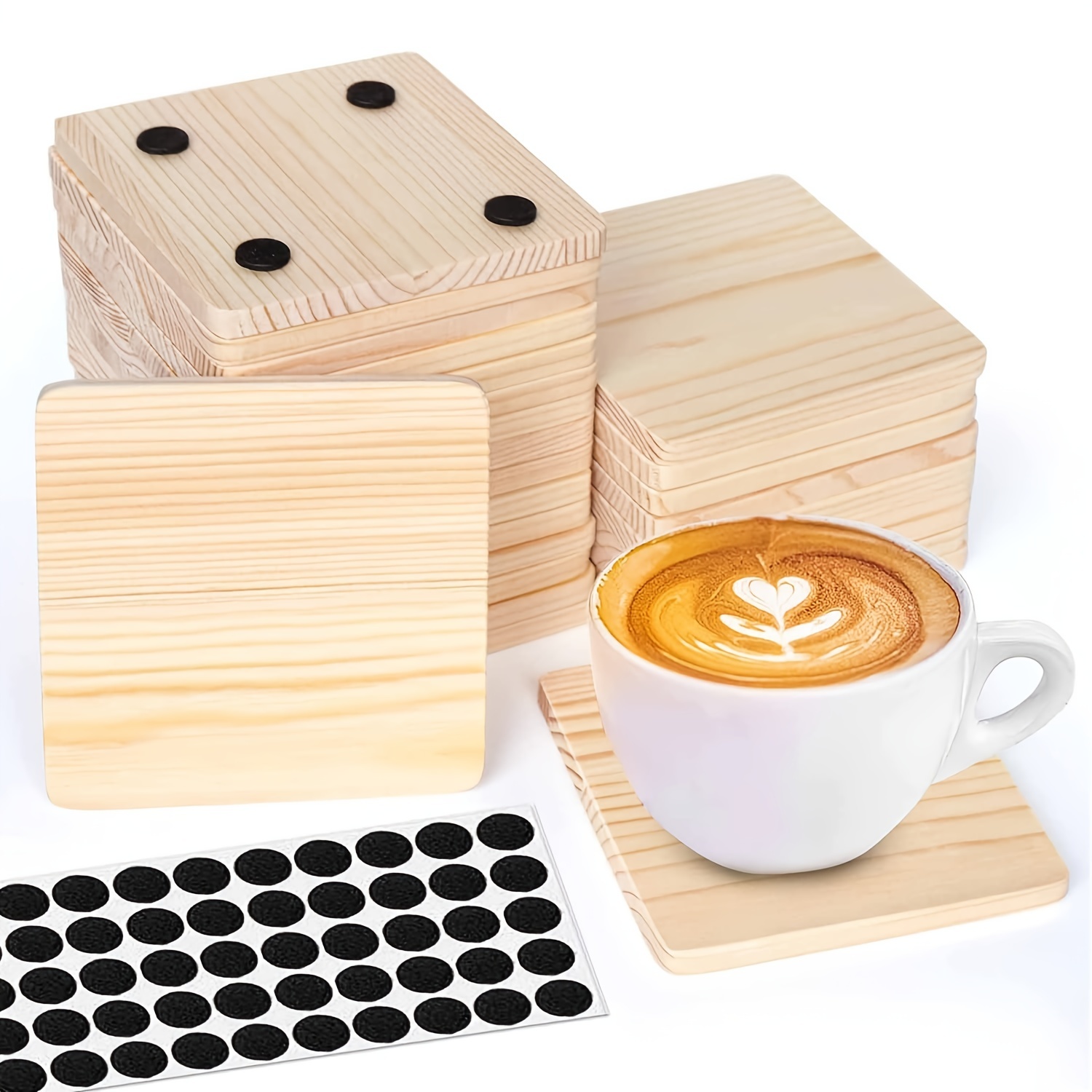 Wooden Coasters Square Round Blank Wooden Coasters Crafts - Temu