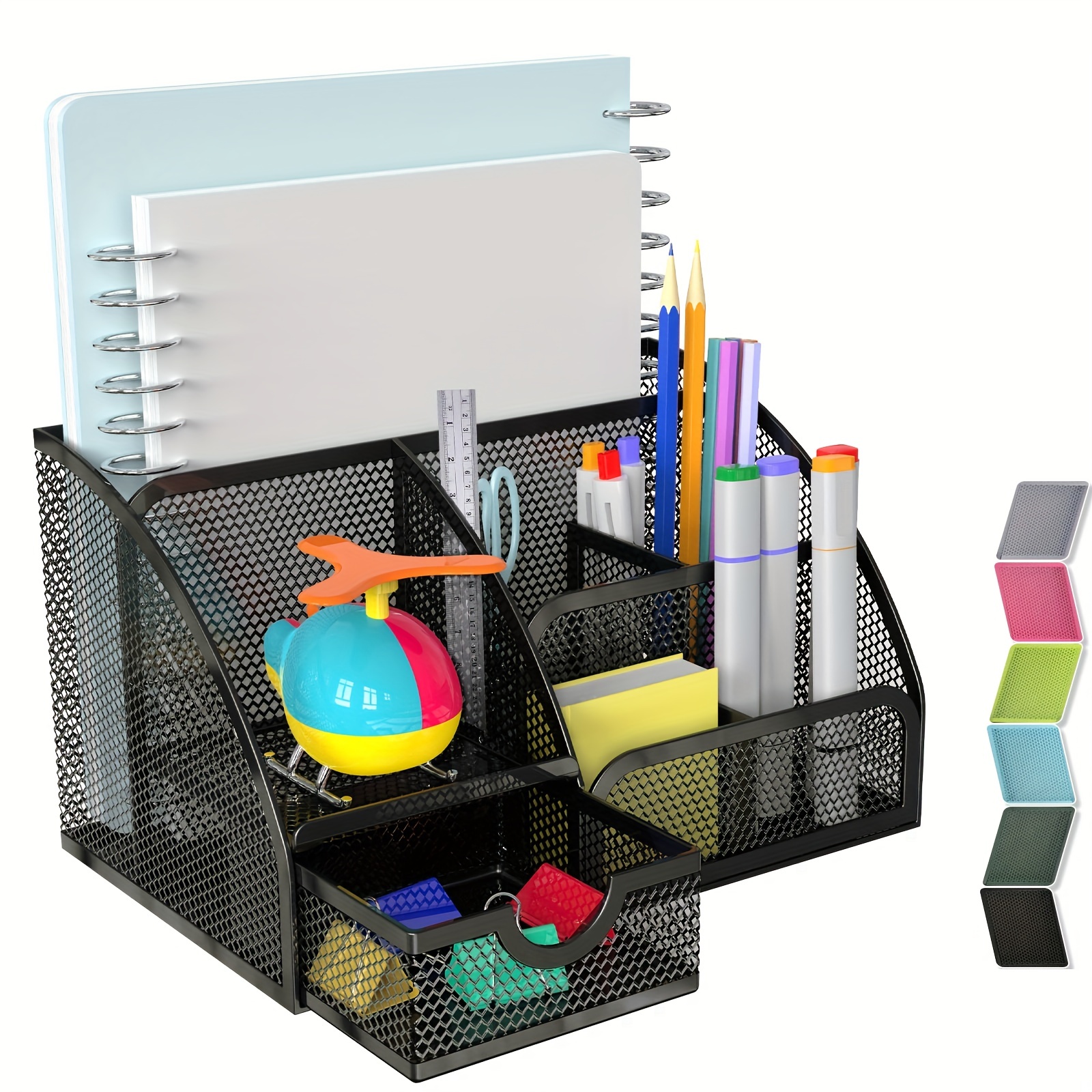 Halter Accesorios de escritorio de oficina de malla, juego de organizador  de escritorio de acero de 5 piezas, suministros de oficina, soporte para