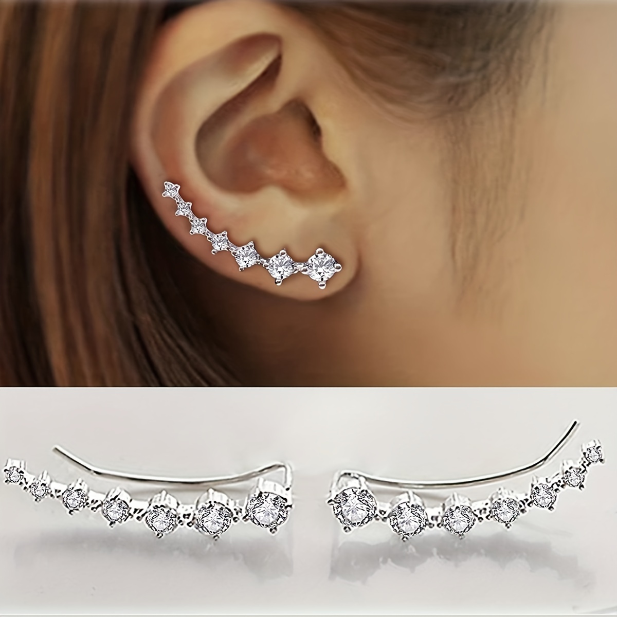 7pcs Zirconia Bridal Ear Studs Set