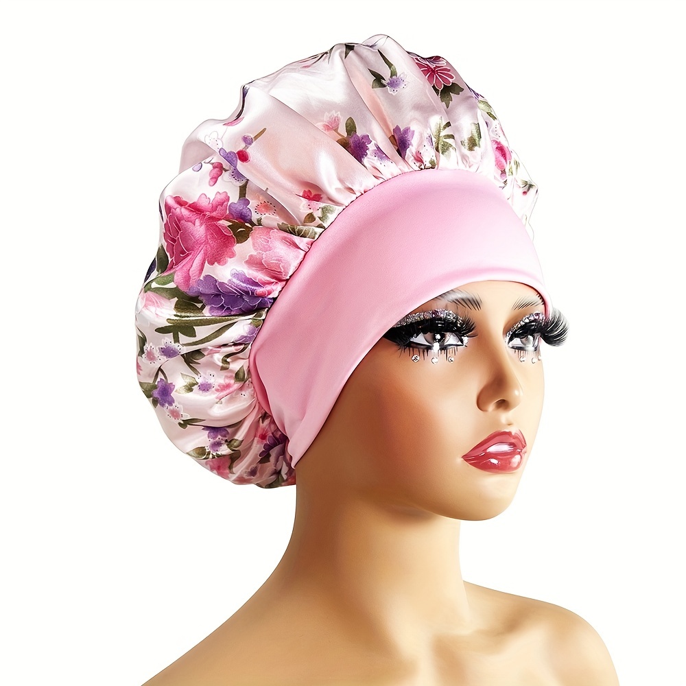 Women Satin Night Sleep Cap Hair Bonnet Hat Silk Head Cover Wide