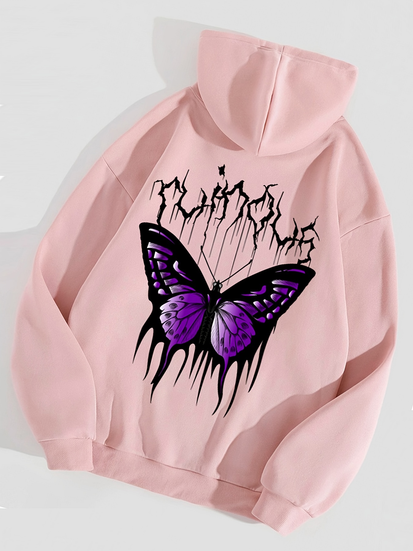 Butterfly Print Drawstring Fashion Hoodies Solid Color - Temu