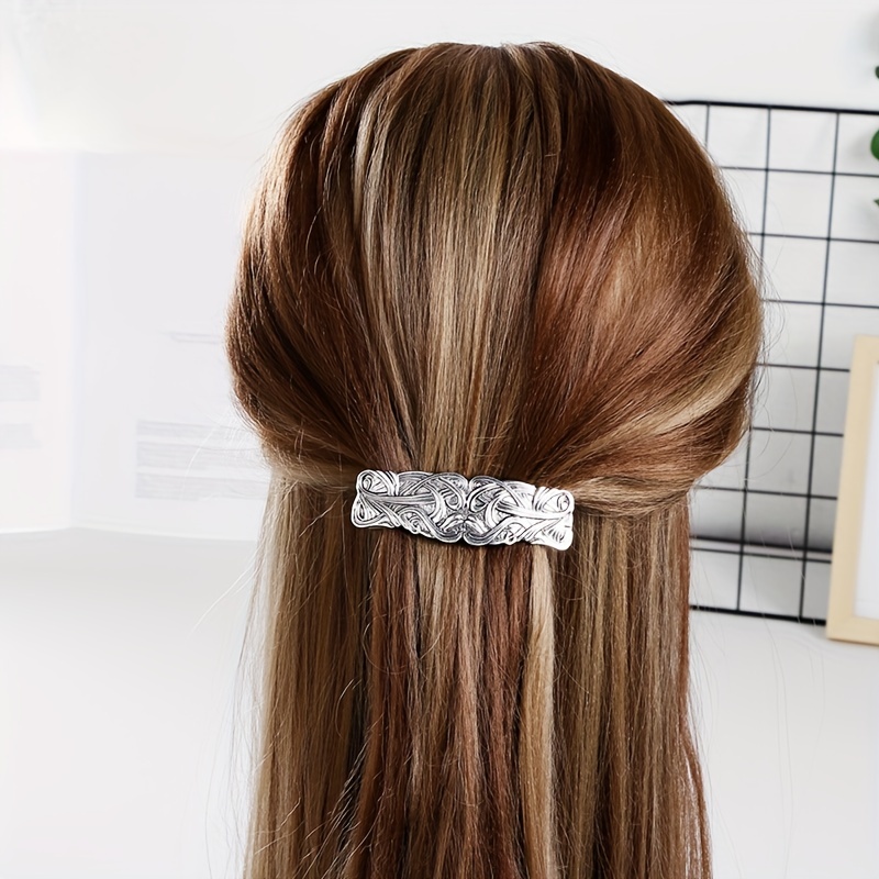 

1pc Viking Metal Hair Barrette Retro French Barrette Back Head Hair Decorated Hair Clips For Women Female