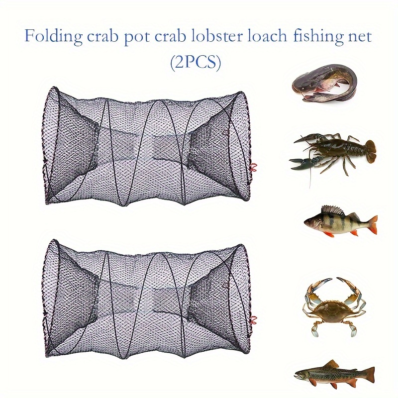 Fishing Trap Portable Net Foldable,Crawfish Trap Crab Fish Trap Portable  Folded Umbrella Shaped 6/12 Holes Fish Shrimp Minnow Crayfish Crab Baits  Cast Mesh Trap