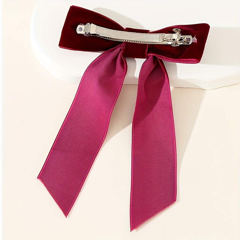 Velvet Bow Streamer Side Clips Elegant Ribbon Bow Hair Pins Temu