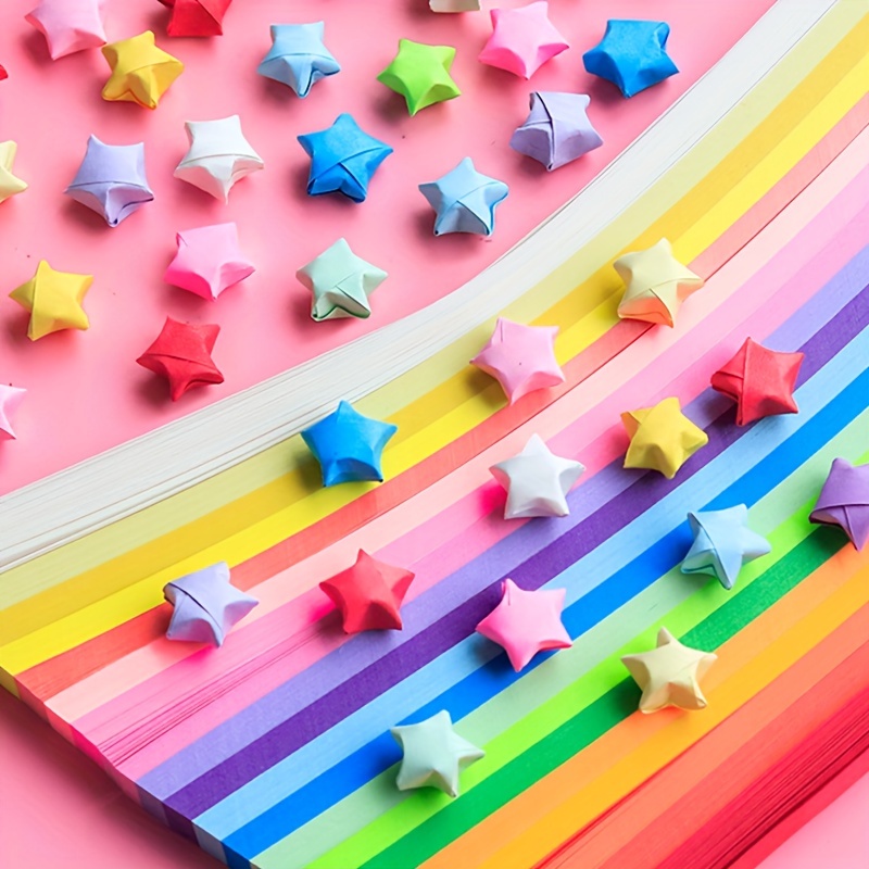 900 Sheets Star Origami Paper Color Flash Star Paper Strip Double Sided  Origami Stars Paper Solid Color Lucky Star Decoration Paper Strips DIY Hand