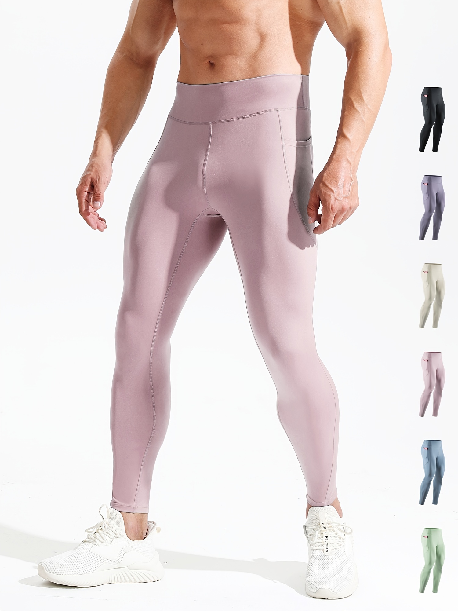 Men's High Waist Compression Legging Breathable Tights Sports Underlay Pants