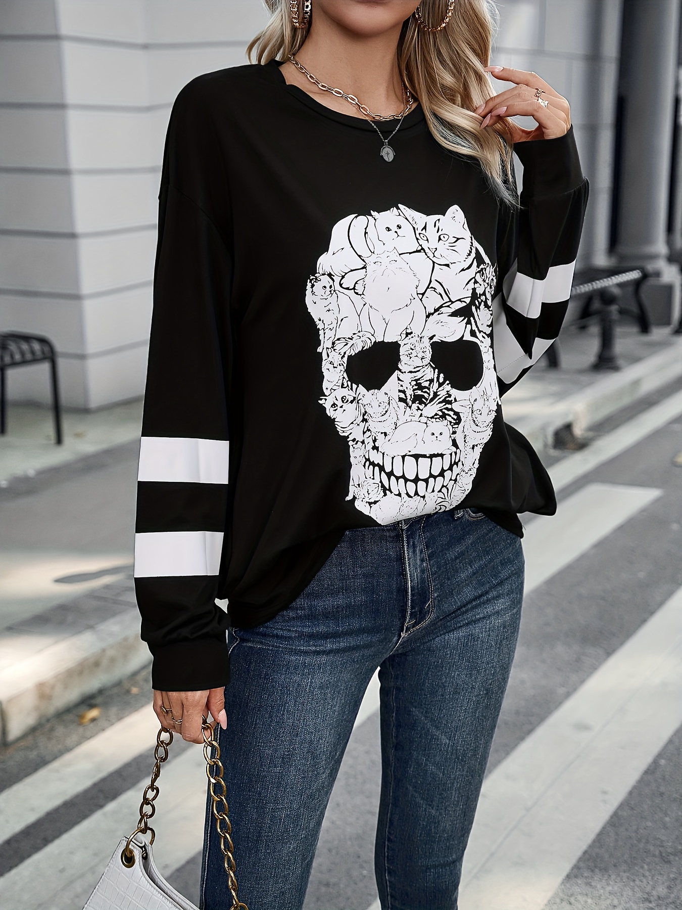 skull print boyfriend t shirt