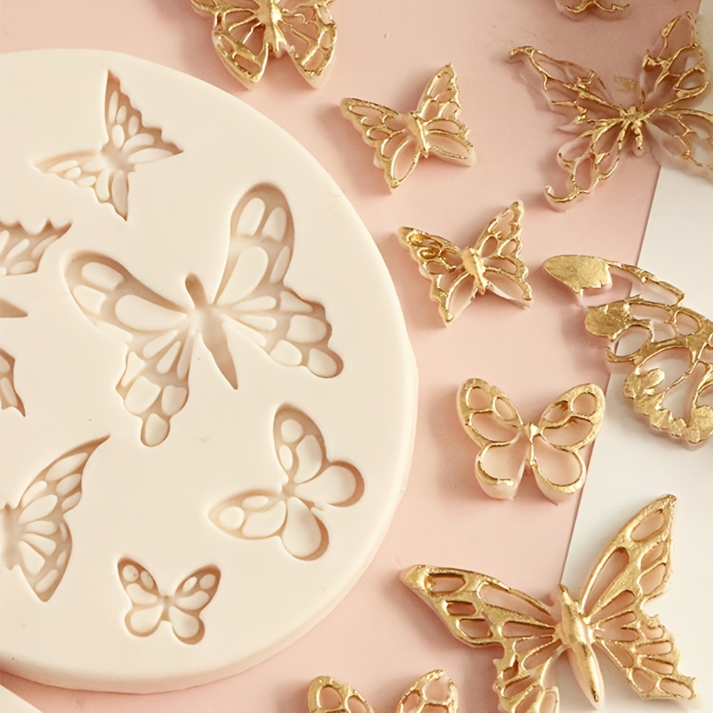 5 Pieces Fondant Molds Mini Butterfly Mold Flower Silicone Mold Leaf Mold  Sunflower Candy Silicone Molds for Chocolate Fondant Polymer Clay Molds DIY  Cake Decor…