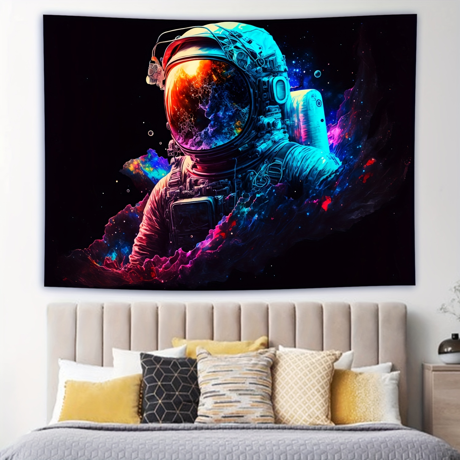 Blacklight Astronaut Tapestry Trippy Tapestry Uv Reactive - Temu