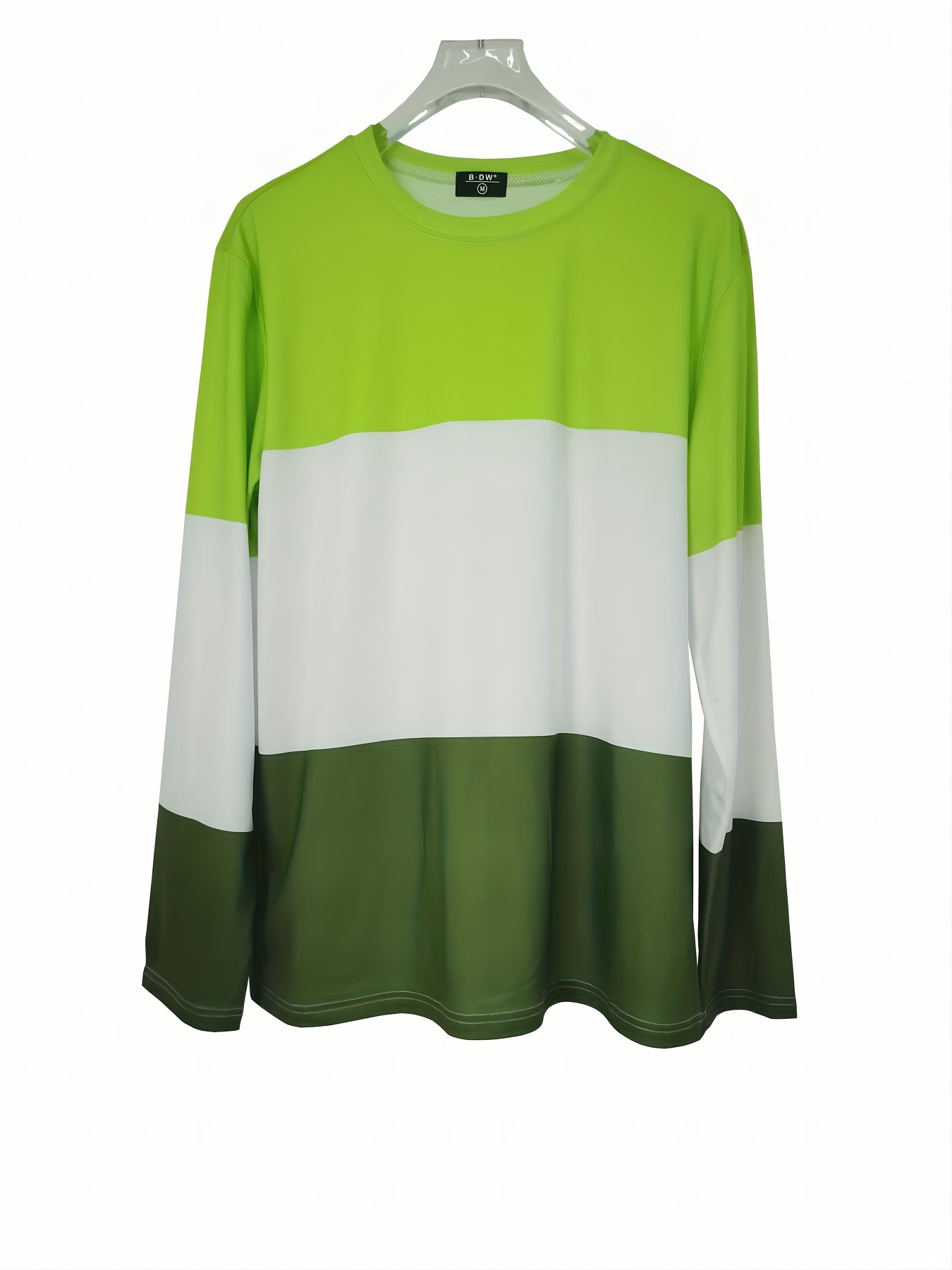 Men's Color Block Long Sleeve T shirt Casual Sports Tops - Temu