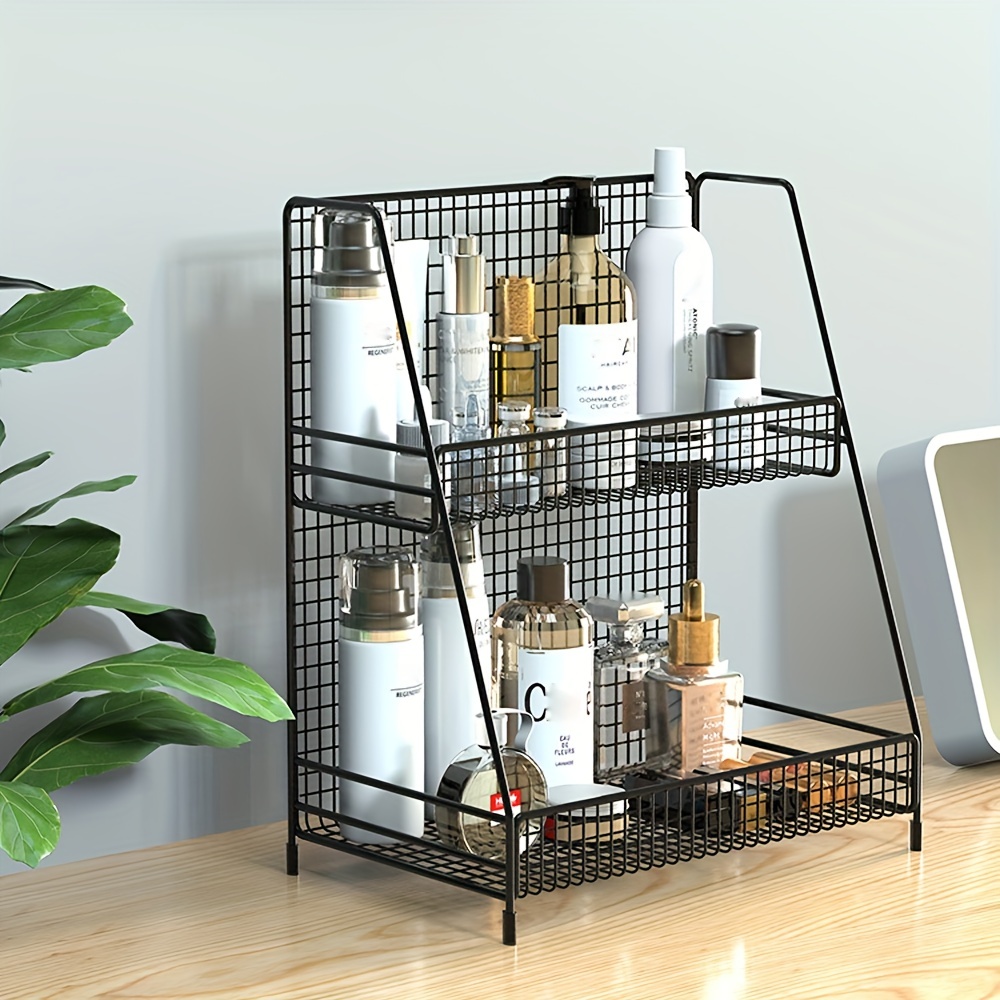 2 Tier Countertop Shelf Organizer Wire Basket Storage Container Bathroom  Rack
