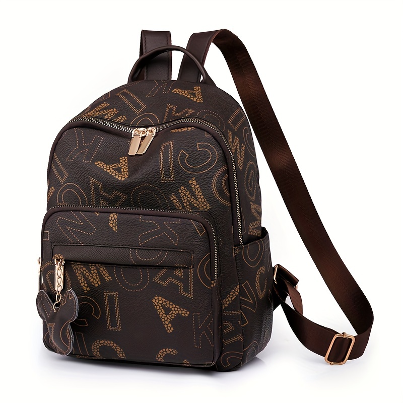 Vintage Geometric Backpack, Retro Pu Crossbody Bag, Women's