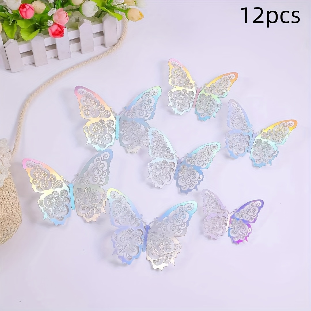  12 Pcs Artificial Butterfly Decorations, 2 Sizes