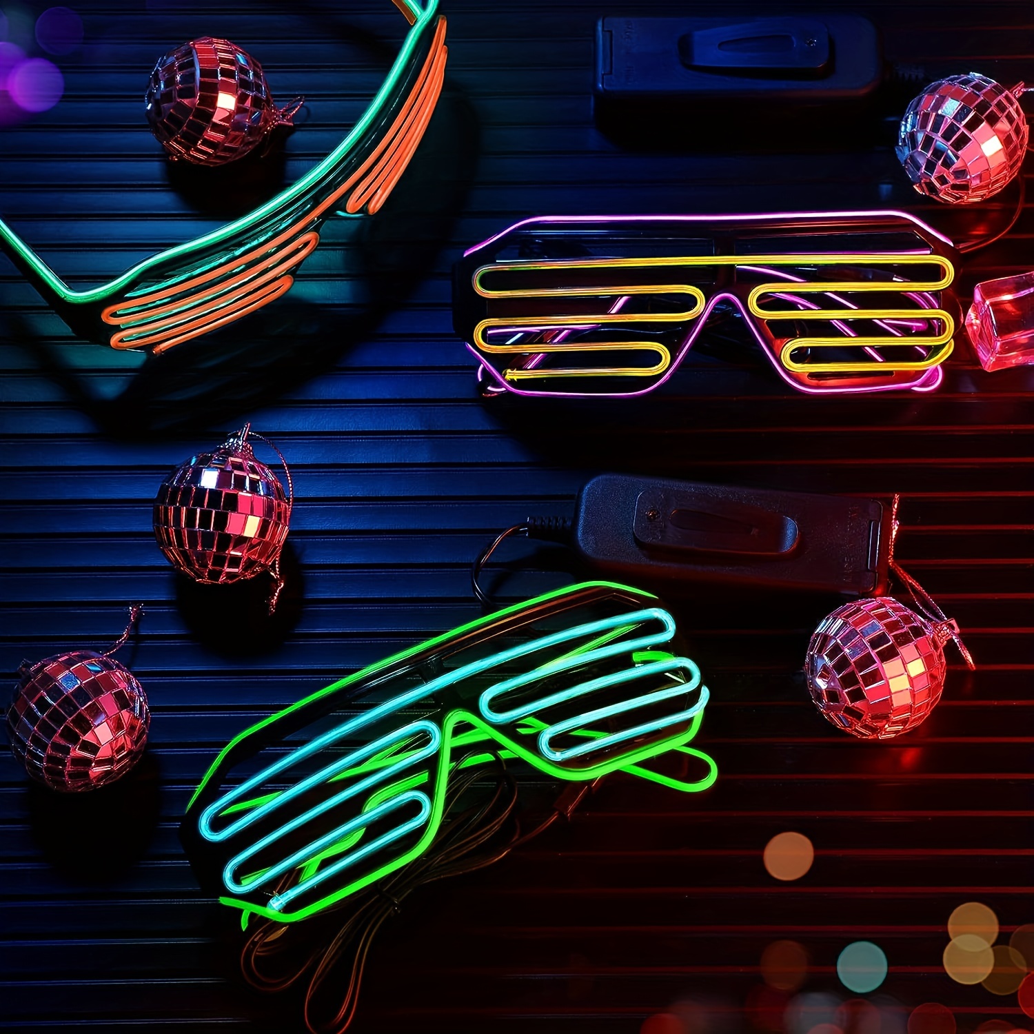 Gafas de fiesta rave multicolor : Accesorios,y disfraces