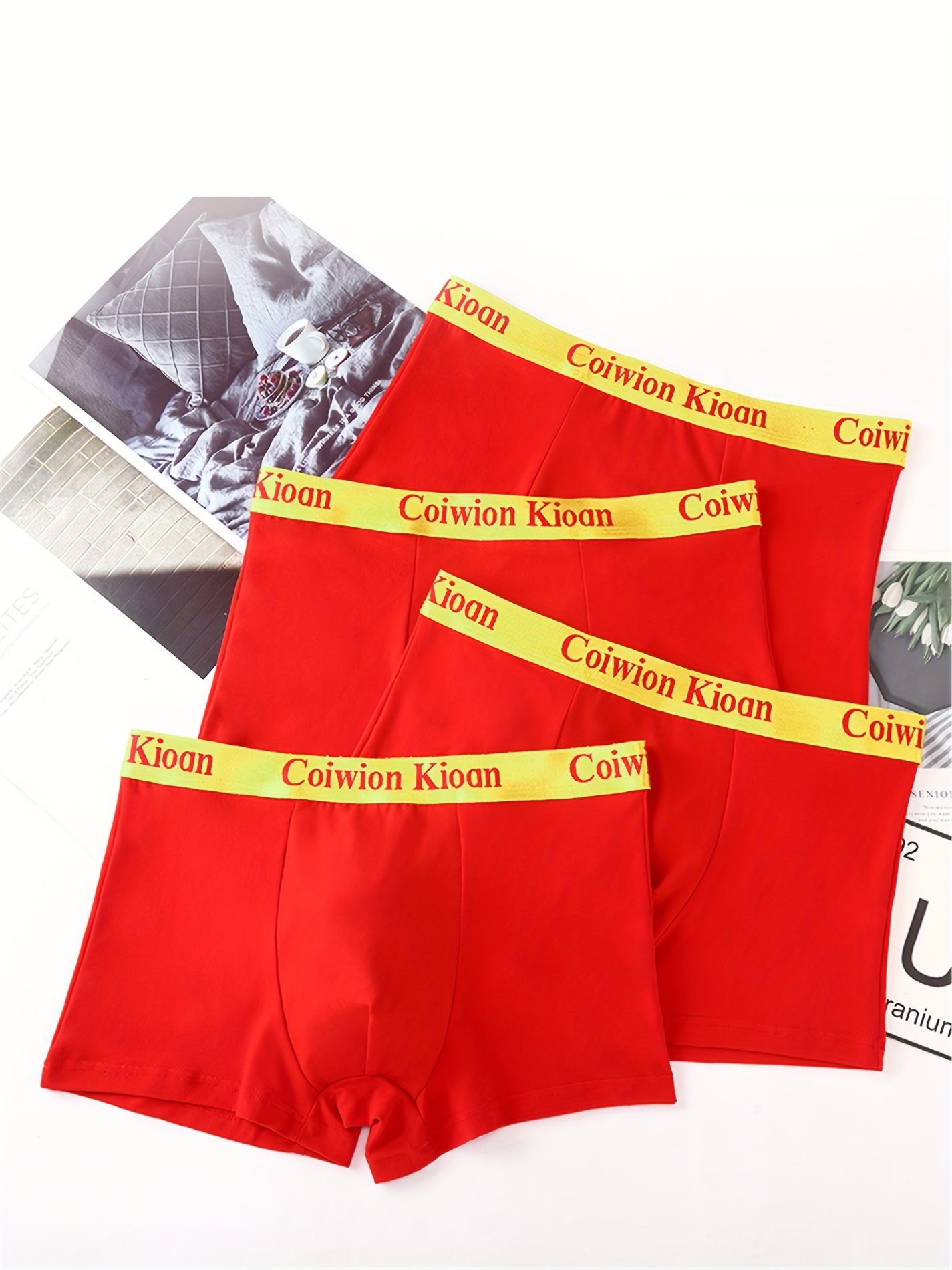 4Pcs Men Panties Boxers Cotton Breathable Underpants Briefs 2024 Chinese  New Year Dragon Zodiac Red Men's Underwears Boxershorts