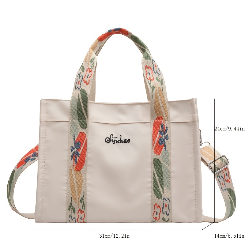 Smile Canvas Tote Bag Shoulder Crossbody Strap Fabric Shopper Purse Ha –  shopminimomo