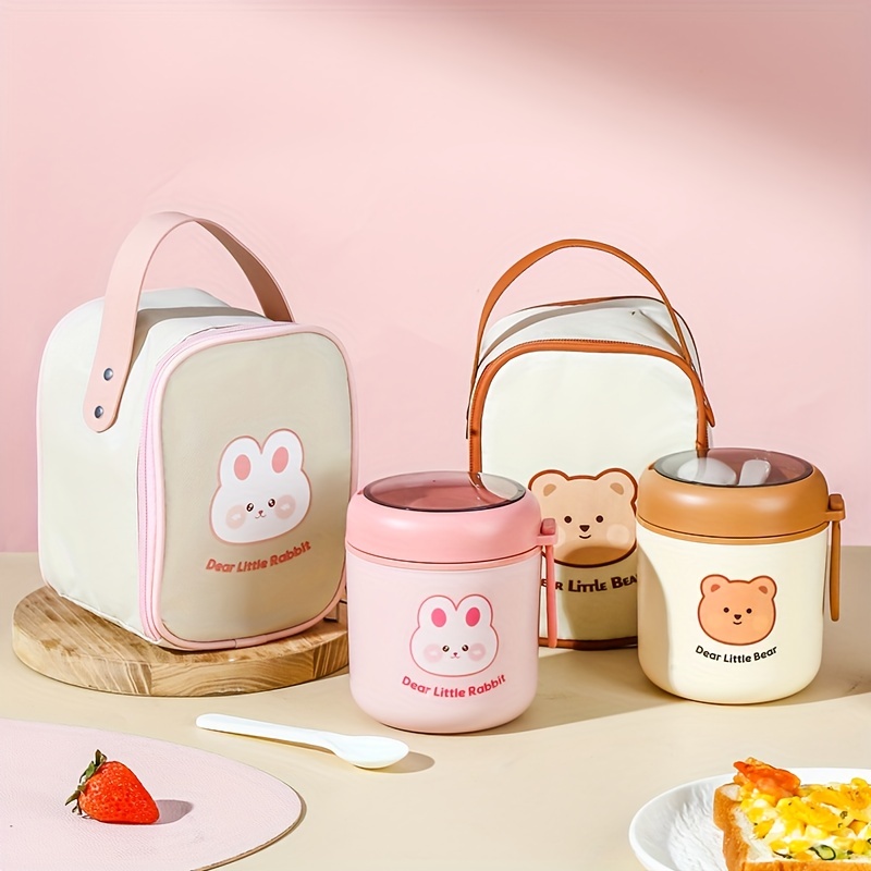 304 Stainless Steel Insulated Food Jar Cartoon Bear - Temu