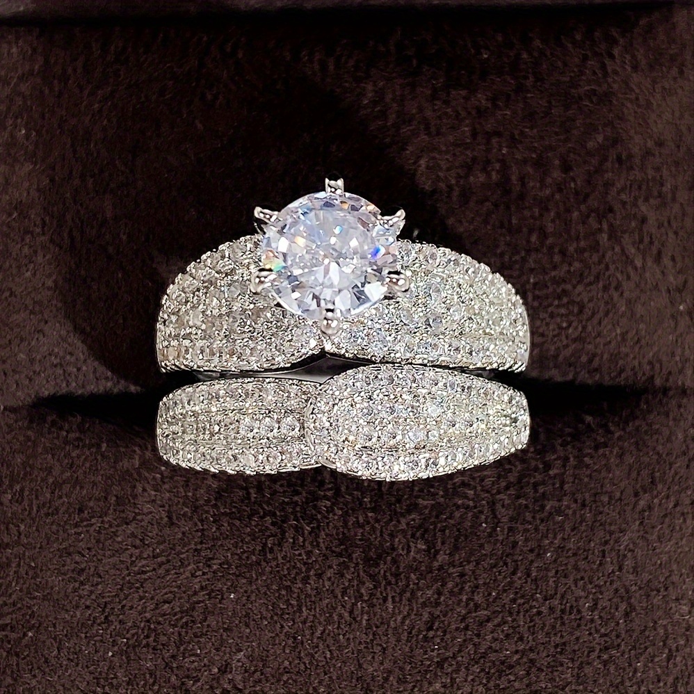Bridal Wedding Rings 2 Pcs Set 925 Silver Plated