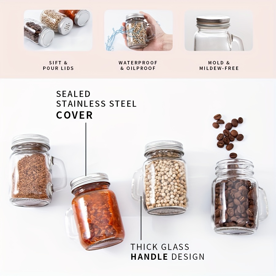 Glass Spice Jars With Spice Labels Set, Empty Spice Containers, Spice  Bottles With Handles And Metal Shaker Lids, Spice Labels Included For Home  Kitchen, Kitchen Stuff, Clearance - Temu