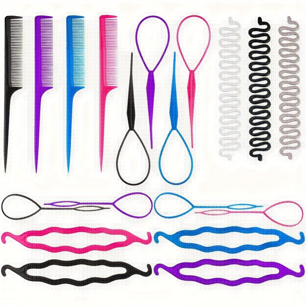 4pcs Hair Styling Tool Hair Loop Tool Set Plastic Loop Styling