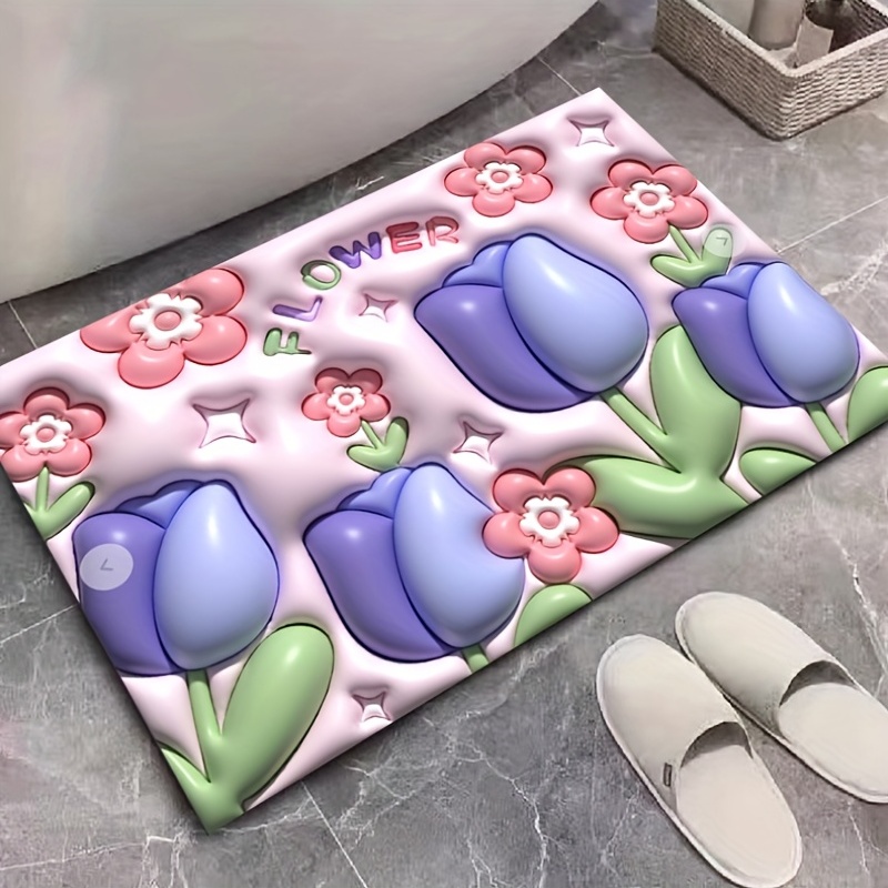 Small Fresh Expansion Flower Diatom Mud Floor Mat Bathroom