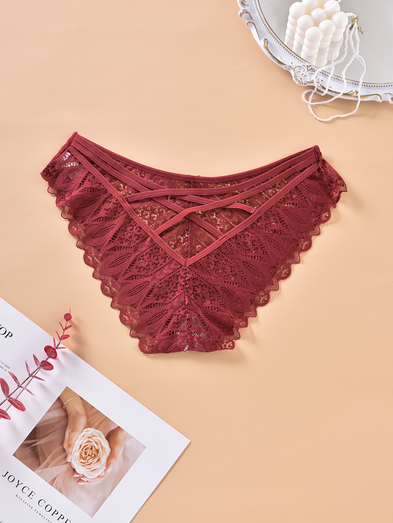 Plus Size Lace Criss Cross Back Sexy Lingerie Panties - Temu Qatar