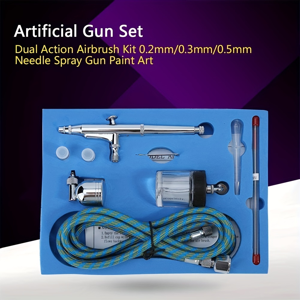 Airbrush Kit Dual-Action Gravity Airbrush Spray Gun with 0.2/0.3/0.5mm  Needles Set 7cc/20cc/40cc Cup Air Hose and Cleaning Kit - AliExpress