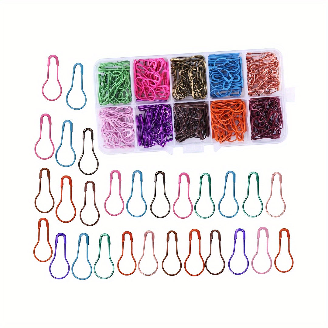 

100/300pcs Safety Bulb Pins, 10 Colors Calabash Crochet Stitch Markers, Metal Safety Pins For Knitting And Diy Project With Storage Box