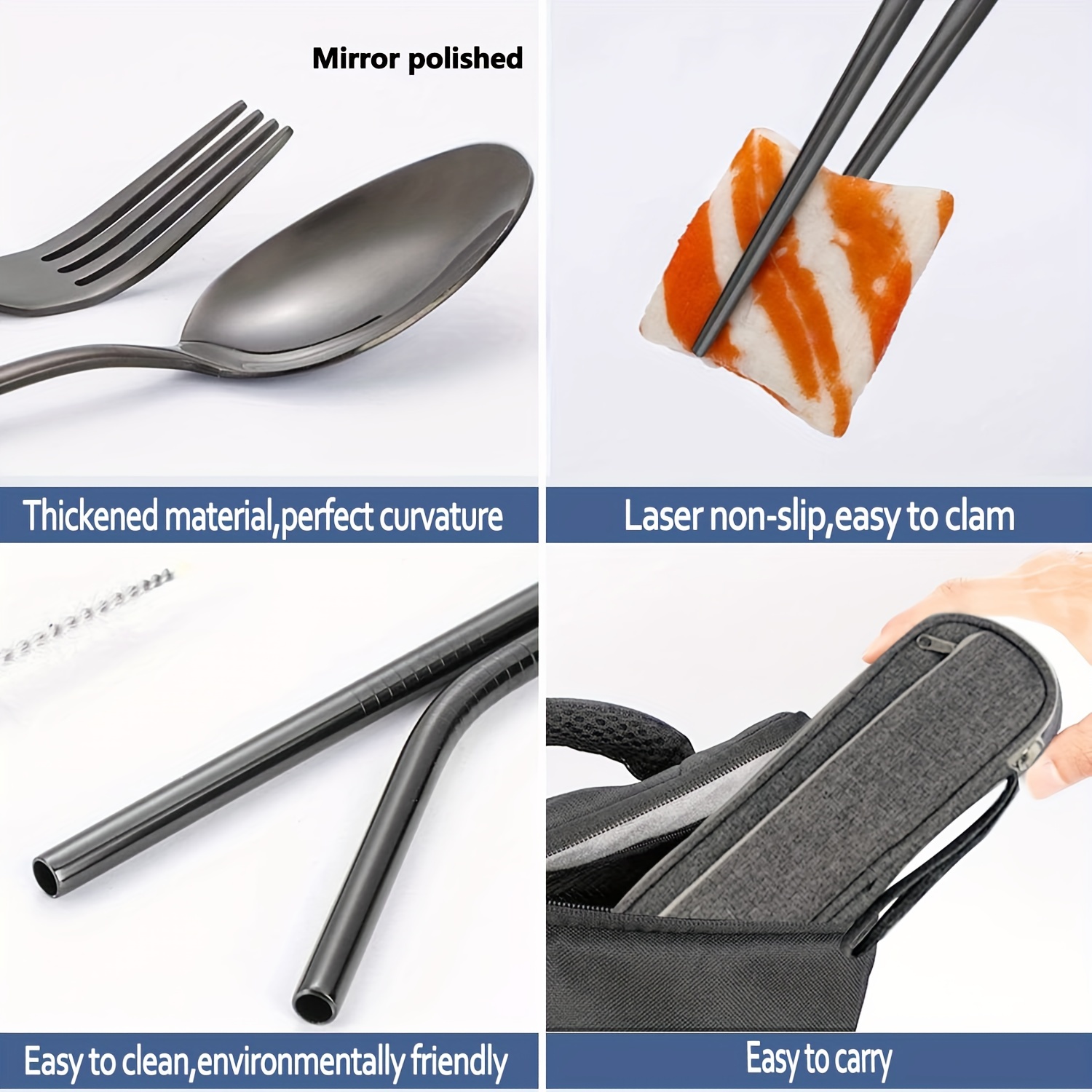 Travel Cutlery Set , Cutlery Set,Knife,Fork, Spoon + Carry case Eco  Friendly US