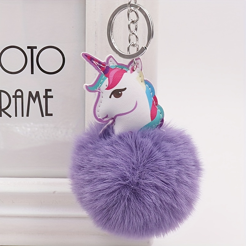 Unicorn & Pom Pom Keychain Keychain Cute Animal Key Ring Plush Purse  Handbag Car Charm Phone Pendant, Gift For Mother's Day - Temu Israel