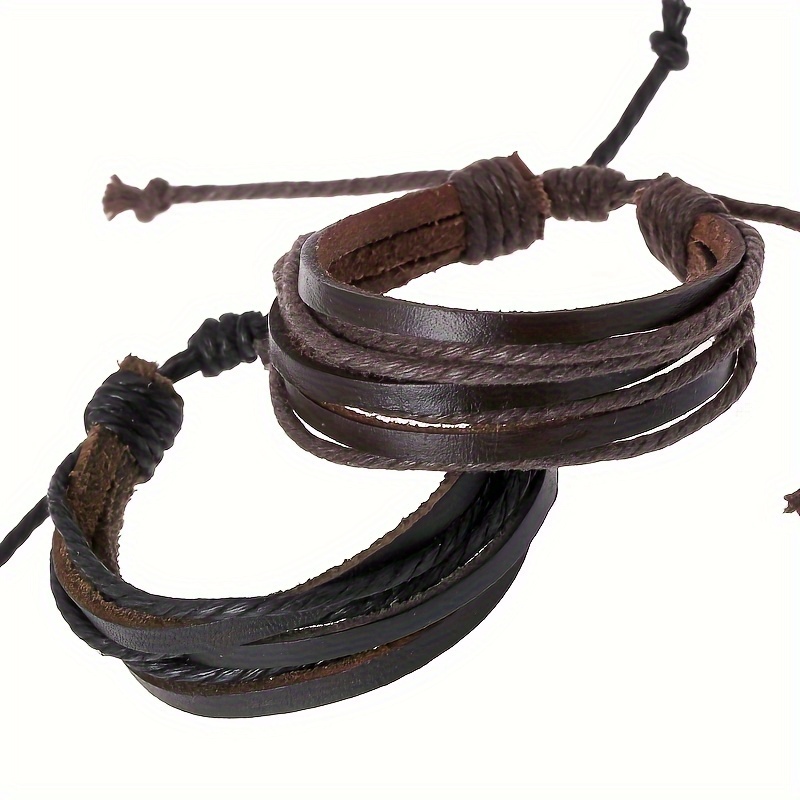 1pc Vintage Leather Rope Bracelet For Men