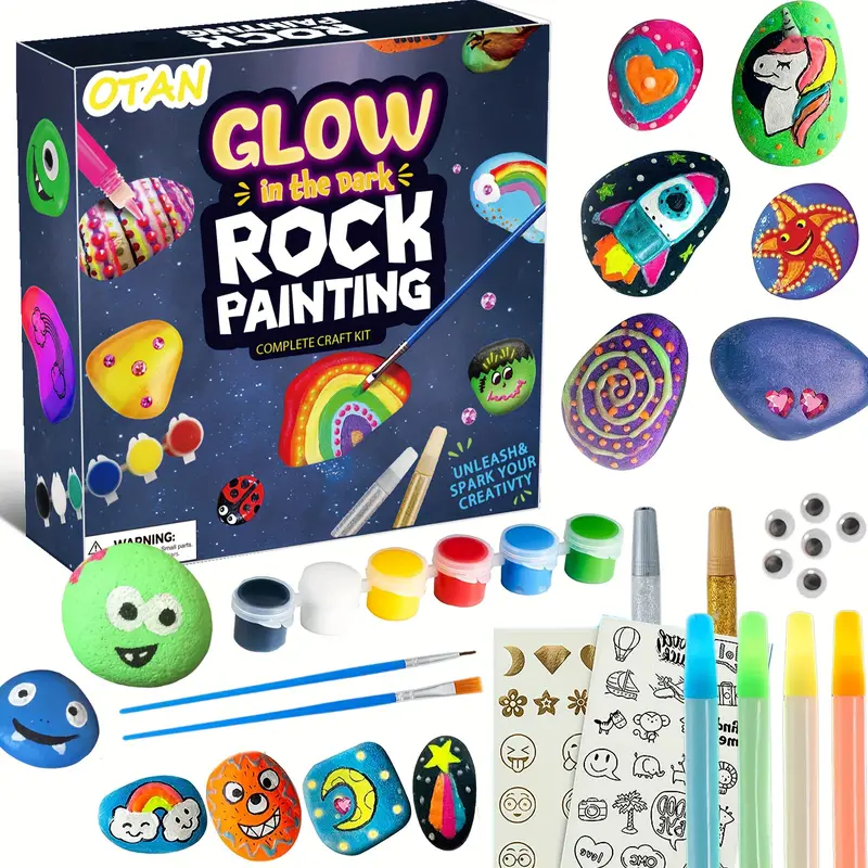 Rock Painting Kit For Kids - Arts And Crafts For Girls & Boys - Craft Kits  Art Set - Supplies For Painting Rocks - Best Tween Paint Gift Ideas For Ki