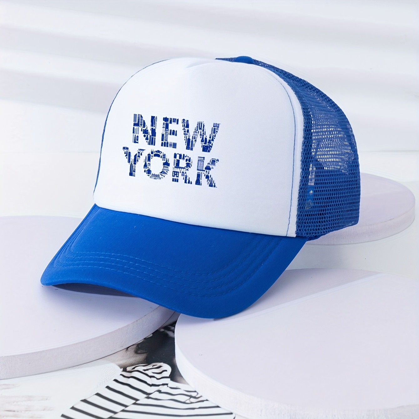 Casual Baseball Brooklyn Print Mesh Breathable Trucker Hat Womens