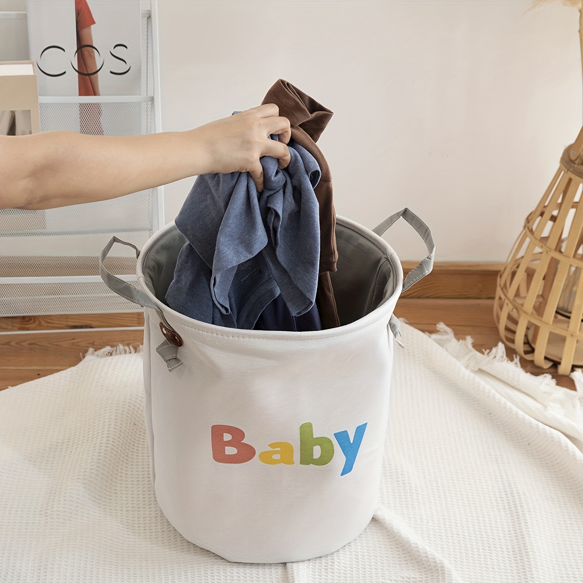 Baby Laundry Basket Nursery Toy Storage Bins Canvas - Temu