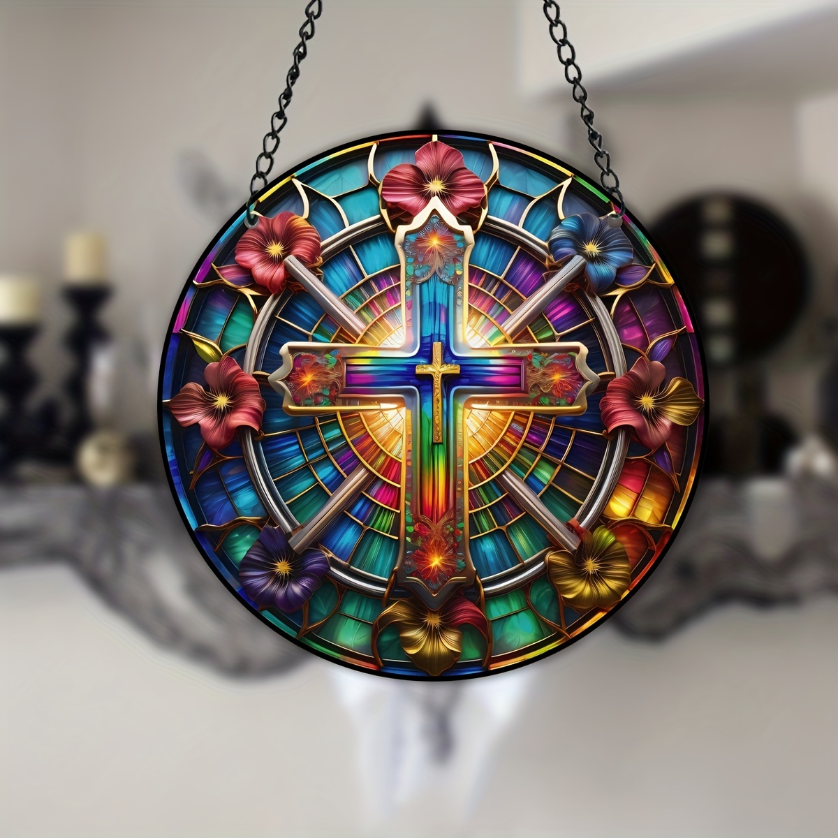 1pc 3D Croix Fenêtre Suspendue Suncatcher Pendentif Suspendu - Temu France