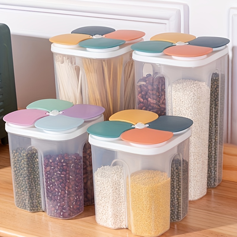 Divided Cereal Food Storage Box Kitchen Transparent Double - Temu